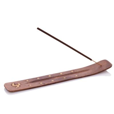 Wooden Levelled Incense Stick Burner - Om